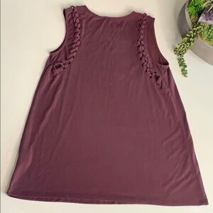 Sun & Shadow Mauve Sleeveless Tank Top French braid back